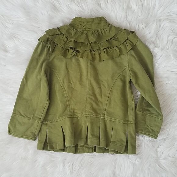Anthropologie Nick & Mo Exclusive Collection Green Peplum Ruffle Jacket - Picture 3 of 6